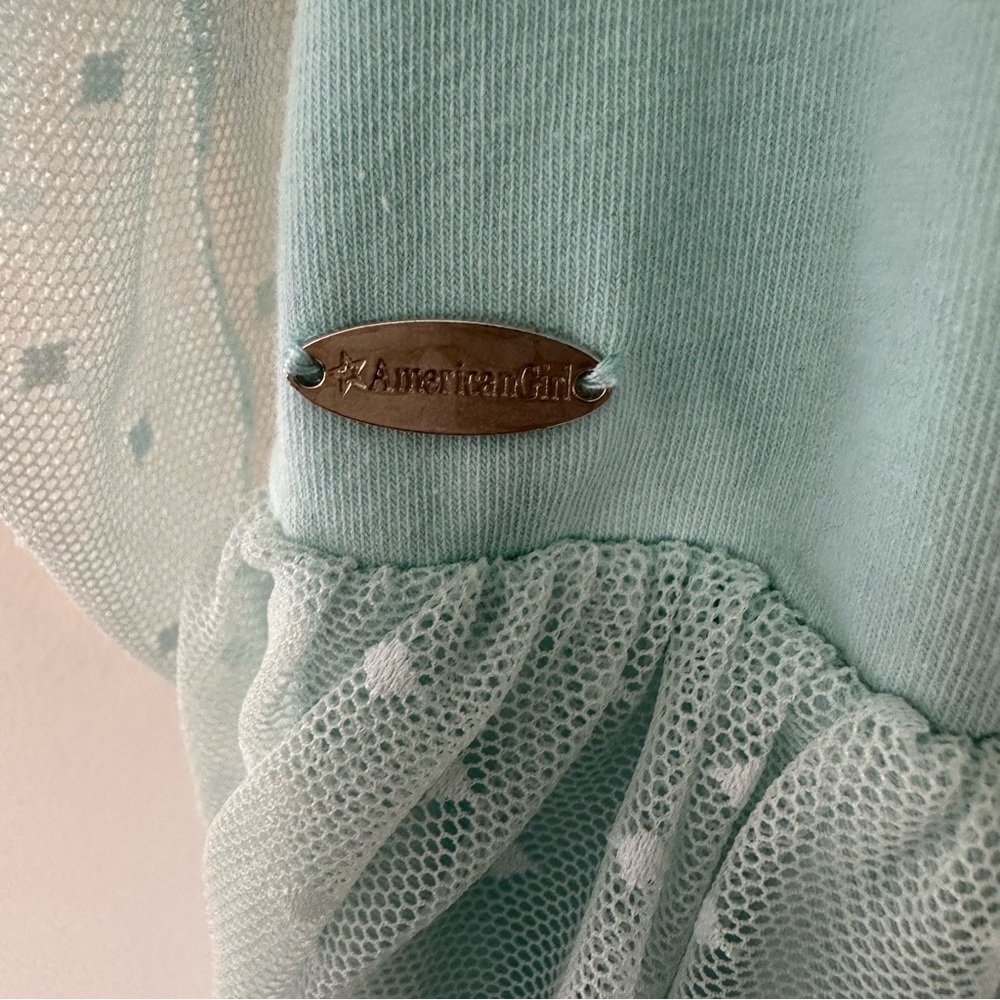 American Girl Truly Me Spring Breeze Dress Girls Size 10 Aqua Mesh Ruffle - Picture 5 of 14